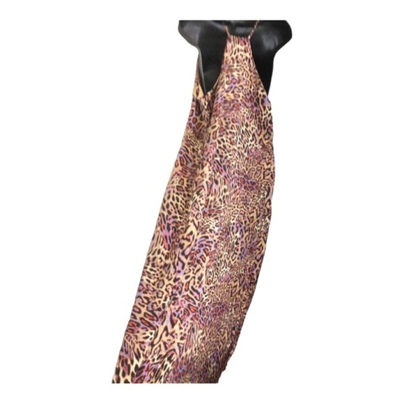 Nicole Miller satin effect animal print multi v-neck halter maxi dress size S - Picture 8 of 17